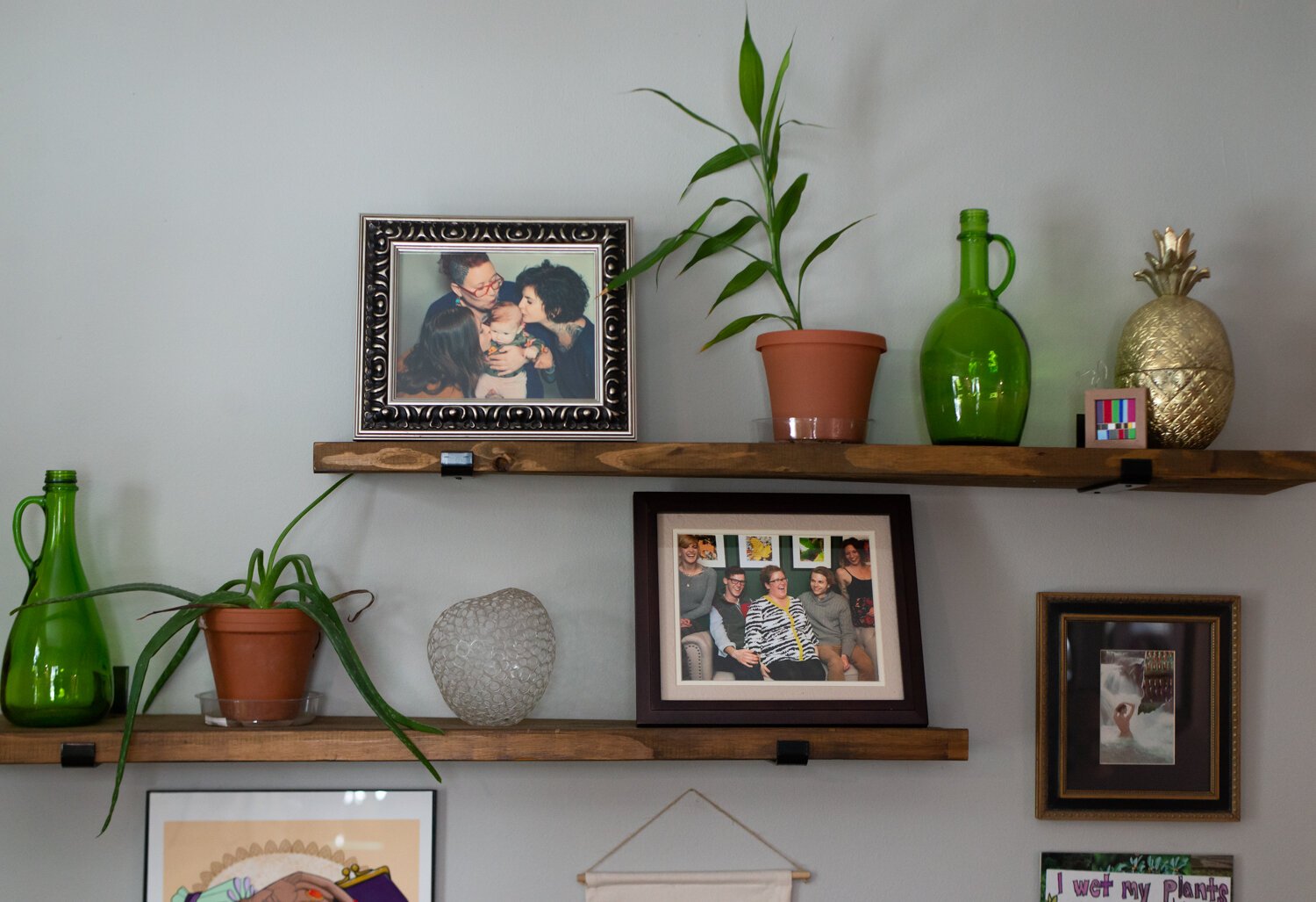 Floating shelves are a feature at the home of Katie Jo and Tobi Newson.