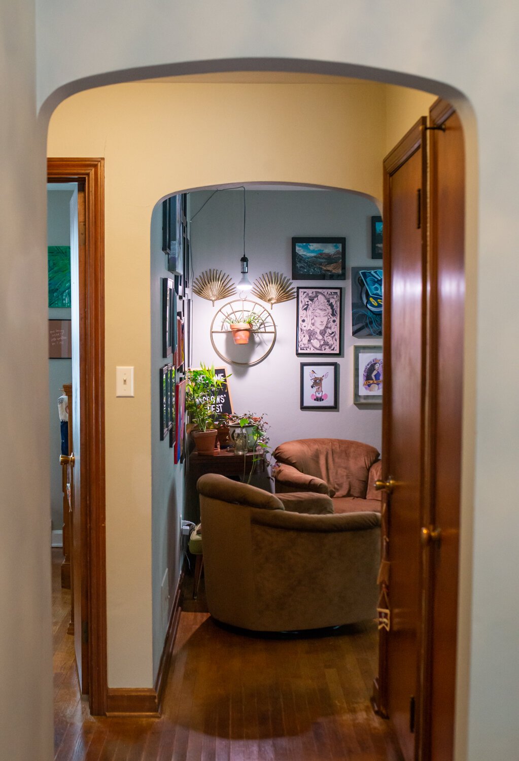 Rounded doorways are a feature at the home.