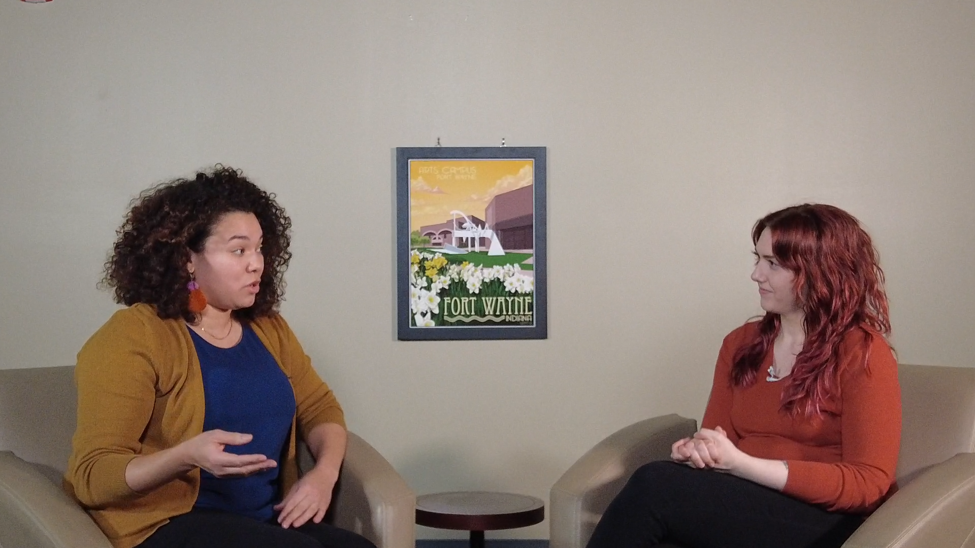 Rachelle Reinking, Director Of Communications at Arts United, interviews artist Lyndy Bazile.
