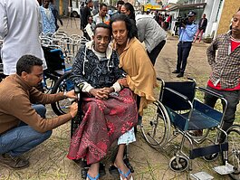 Saba Marcos, founder of Agape, travels to Ethiopia regularly to distribute wheelchairs.