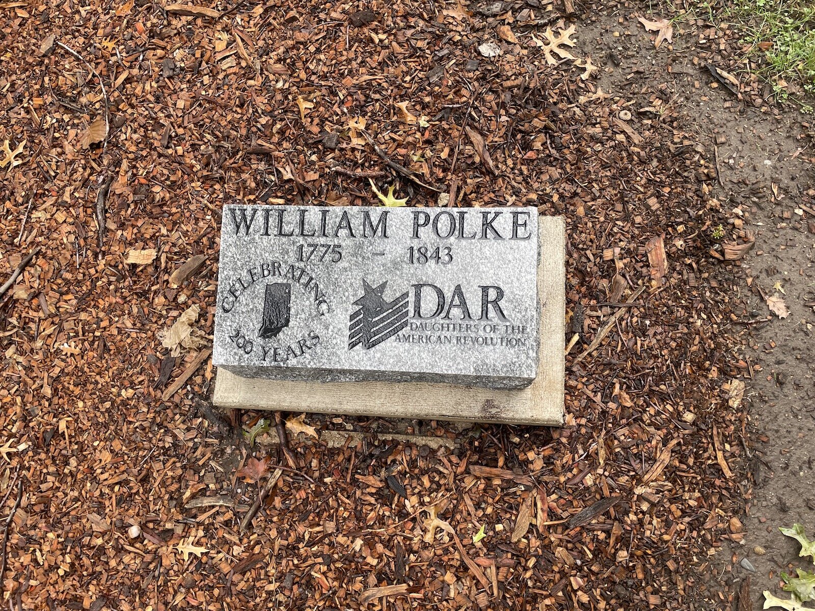 The grave of Indiana constitutional delegate William Polke was forgotten, presumably soon after his death, but researchers rediscovered it in time for the Indiana bicentennial in 2016.