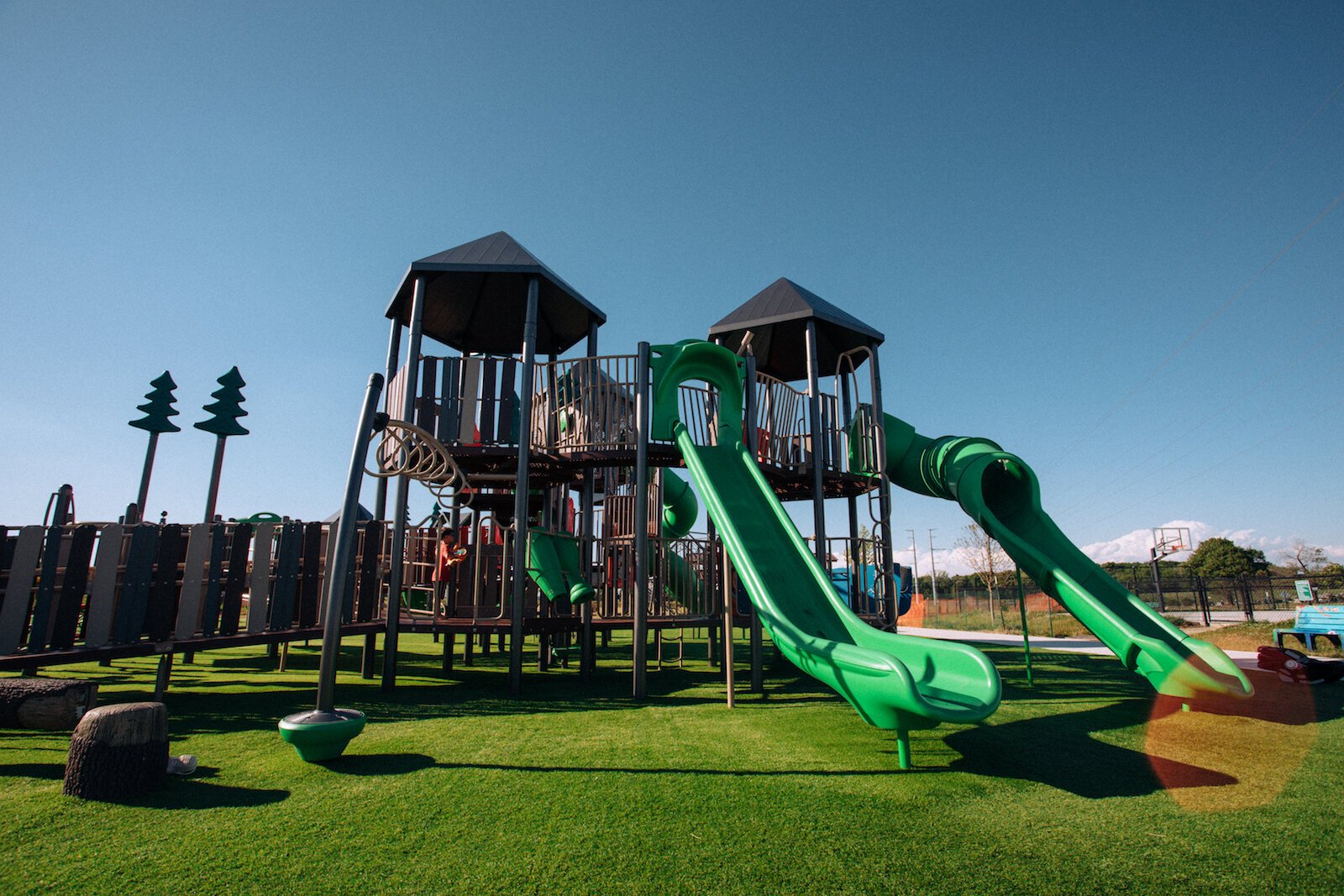 Drake Goetz Memorial Park has giant slides, opportunities to climb, and a smaller playground to accommodate the toddlers in your life. 