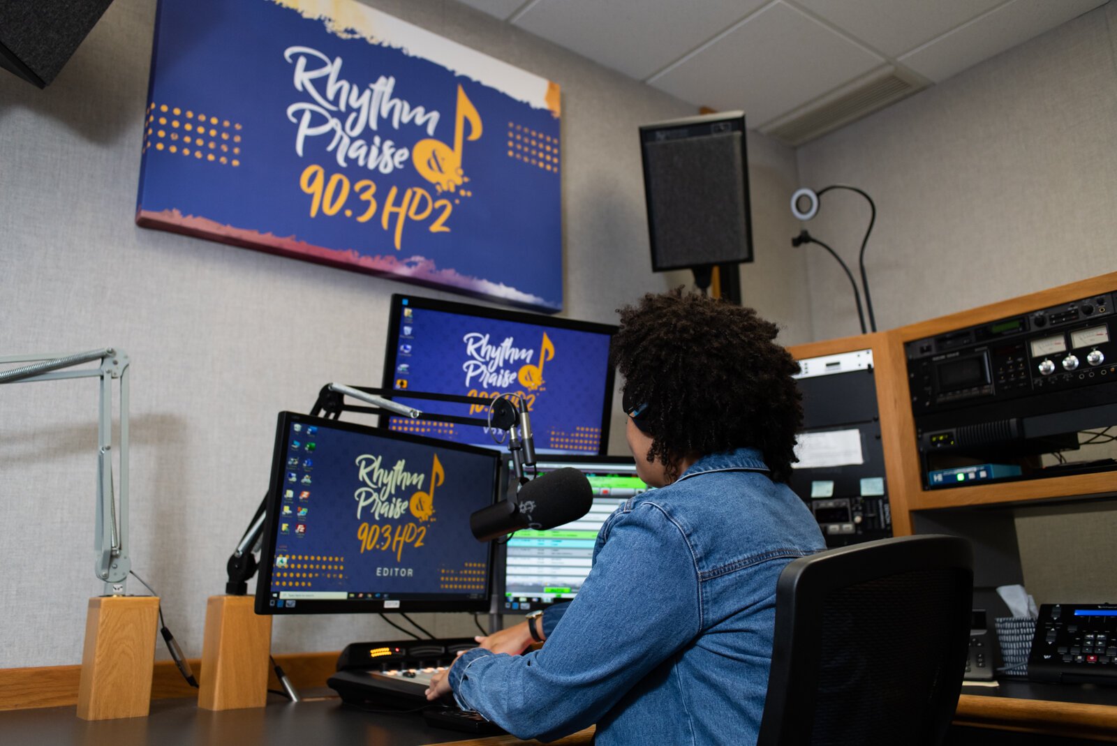 Monique Moss, Program Director/On-Air Personality at Rhythm & Praise 90.3 HD2, works at the station at 1115 W. Rudisill Blvd.