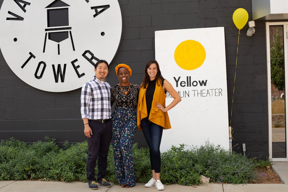 The Monicat Data team of Kurt Blomberg, left, Jasmine Russell, center, and Cassie Utt, right.