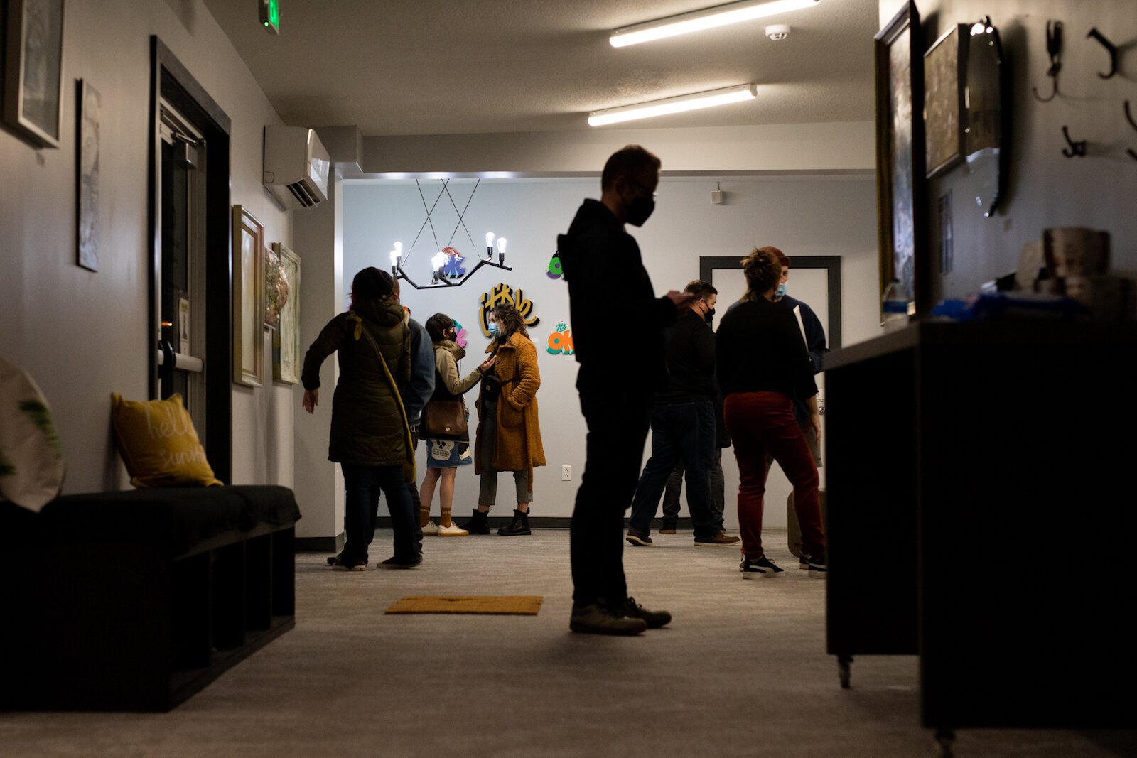 Opening night of Matt Plett's art show, “It's OK. It's OK? It's OK!” held at the Garden January 13-27, 2022.