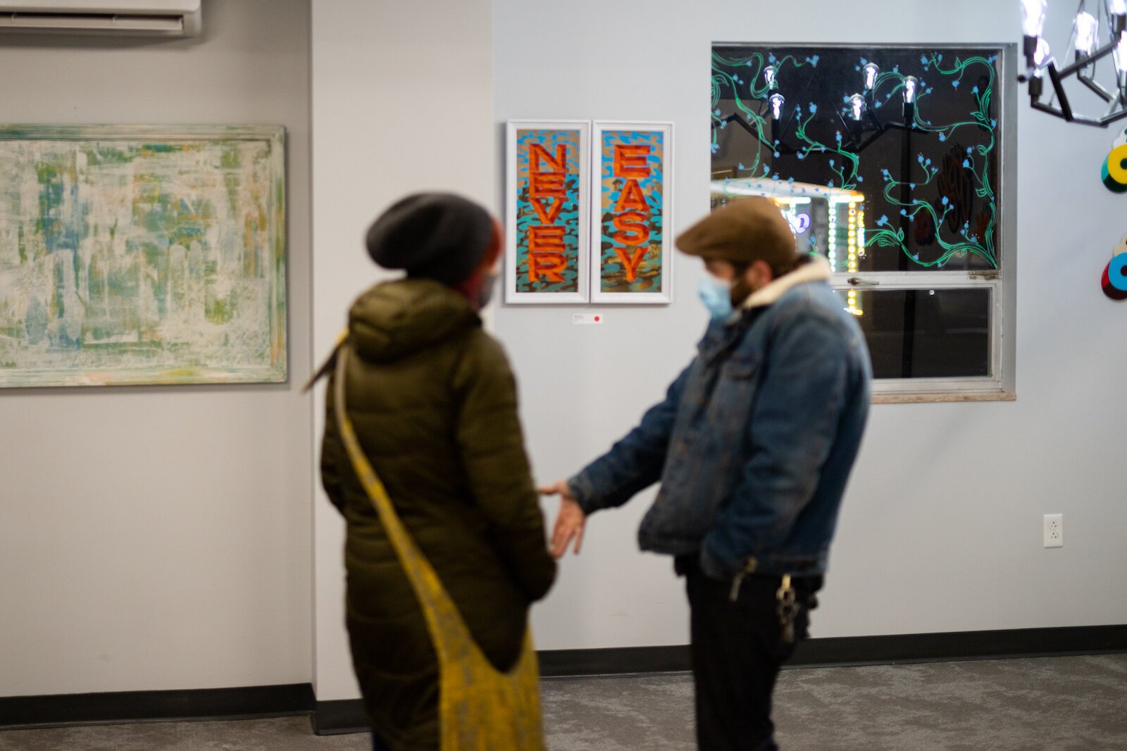 Opening night of Matt Plett's art show, “It's OK. It's OK? It's OK!” held at the Garden January 13-27, 2022.