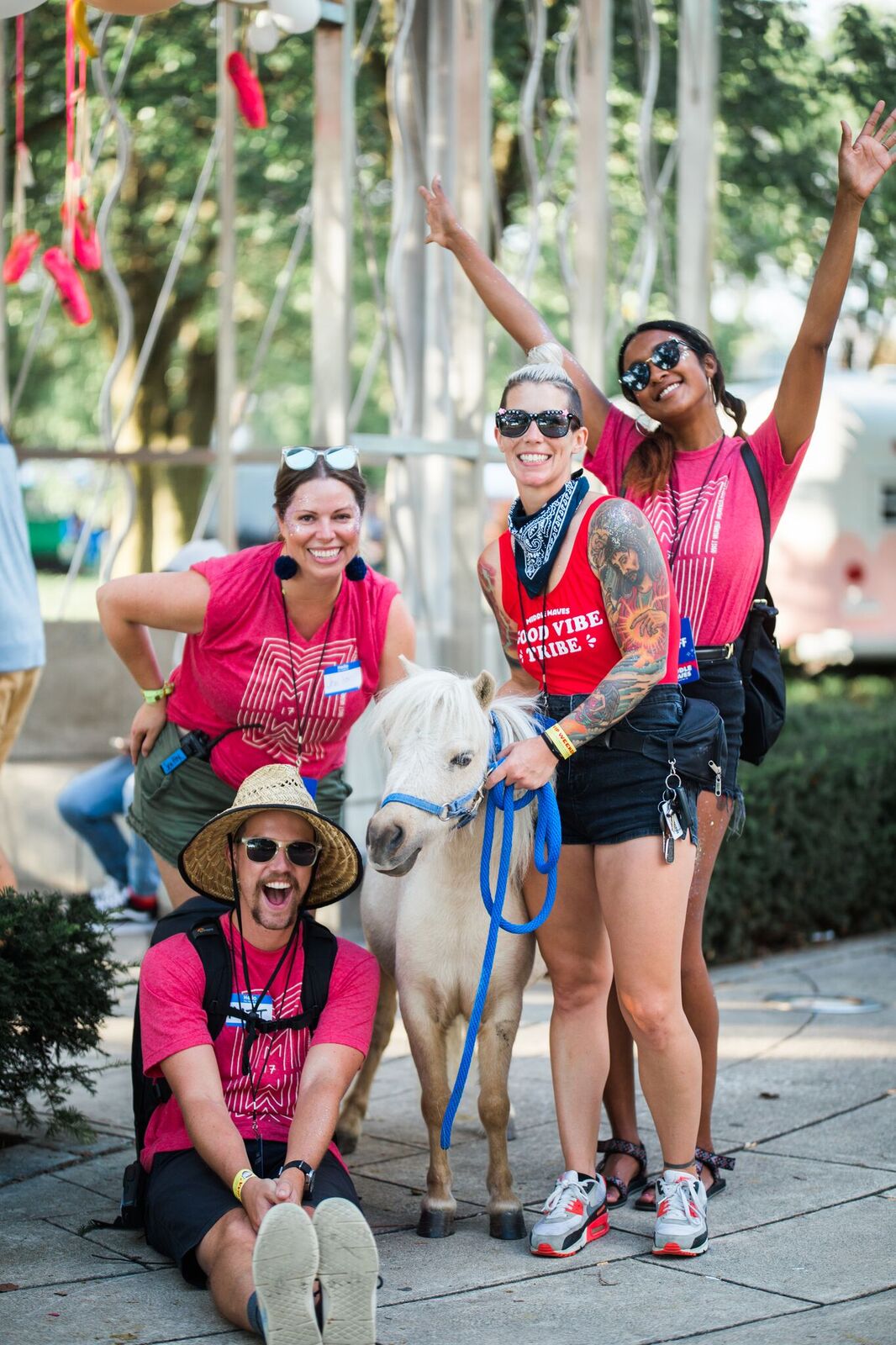 Volunteers enjoy the festivities at Middle Waves.