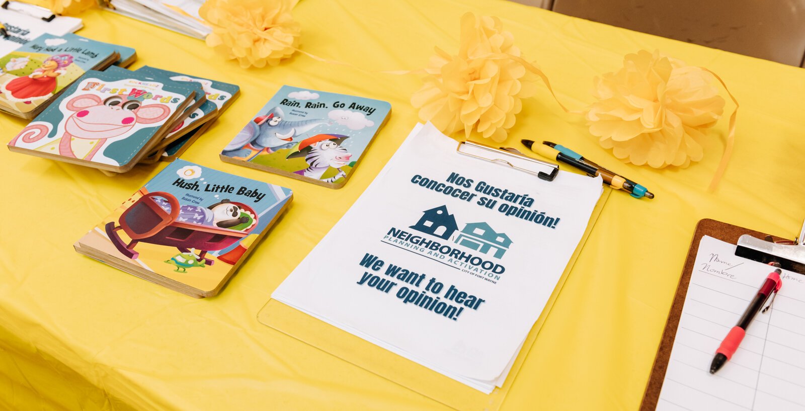 An information table during the Fall Fest event at Harvester Missionary Church.