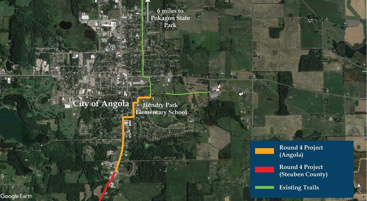 Angola received $1.5 million to extend the existing Poka-Bache Trail 1.2 miles to the city’s southern boundary, shown here.