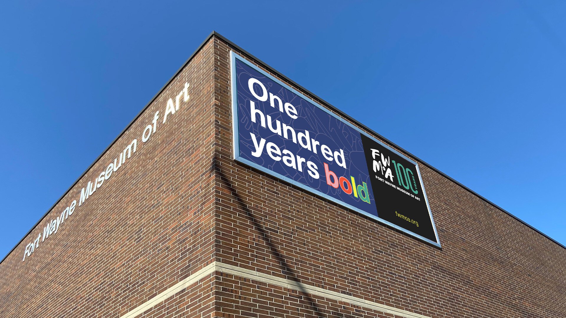 A sign made by One Lucky Guitar for the Fort Wayne Museum of Art.