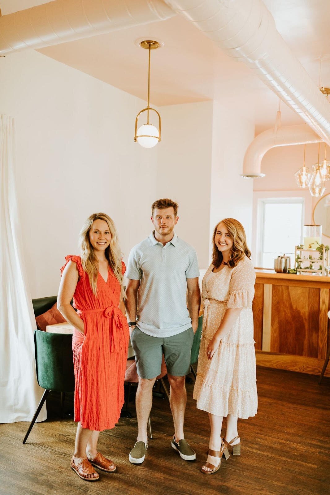 Ophelia's owners are, from left, the married couple, Paige and Taylor Tiernon, and their friend, Brittany Pape.