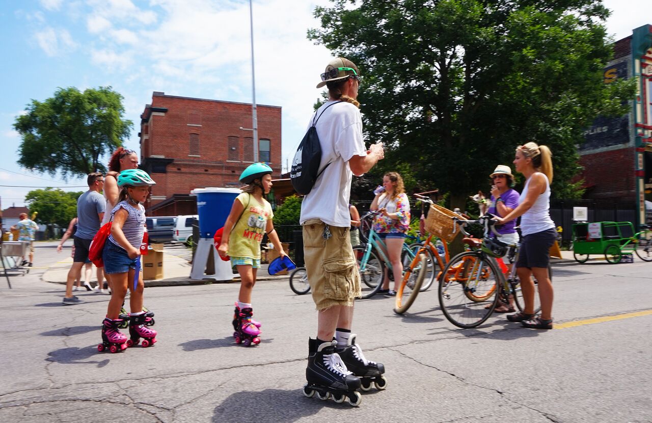 Along with biking, roller blading was another popular activity.