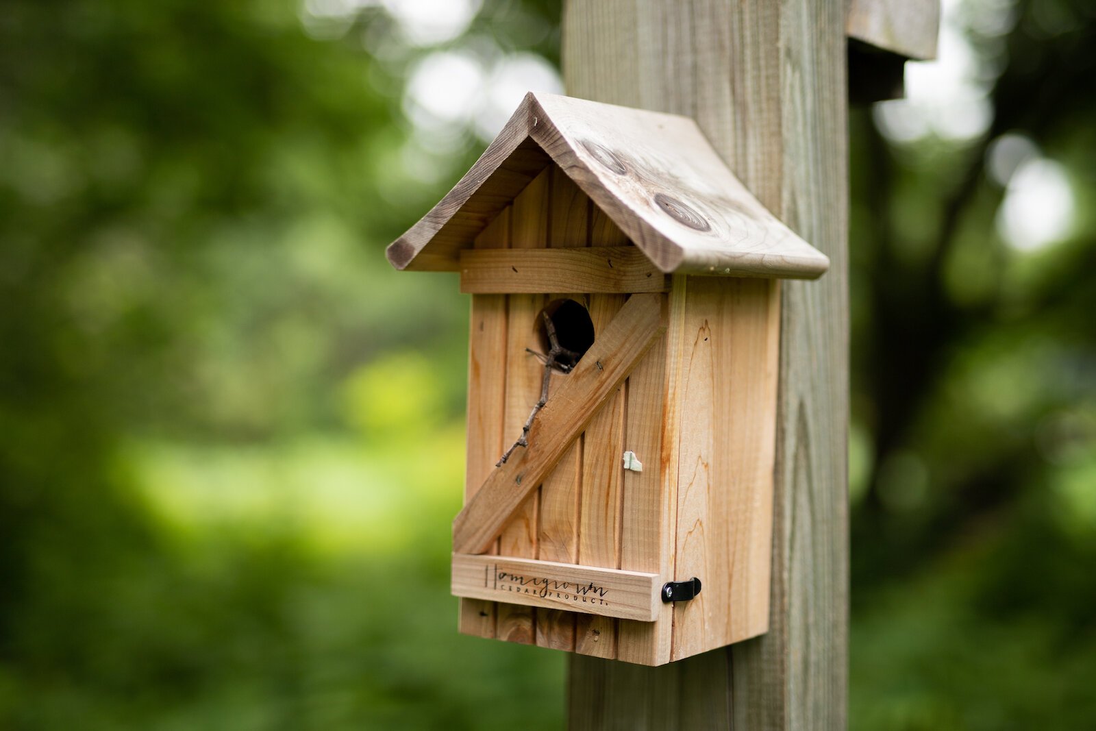 A bird house at Poplar Village Gardens.