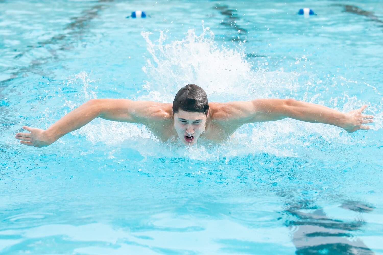 Finn Brooks, 18, swims at Poco Pool, 3020 Ojibway Trail.