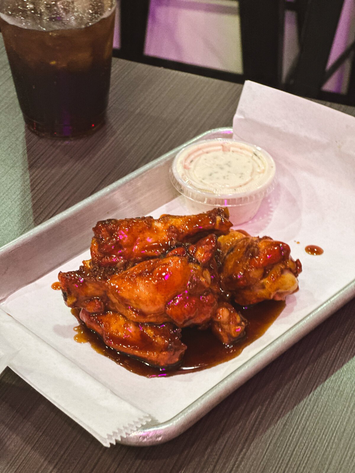 Wings with a house-made Teriyaki glaze at Papi's Pizza.
