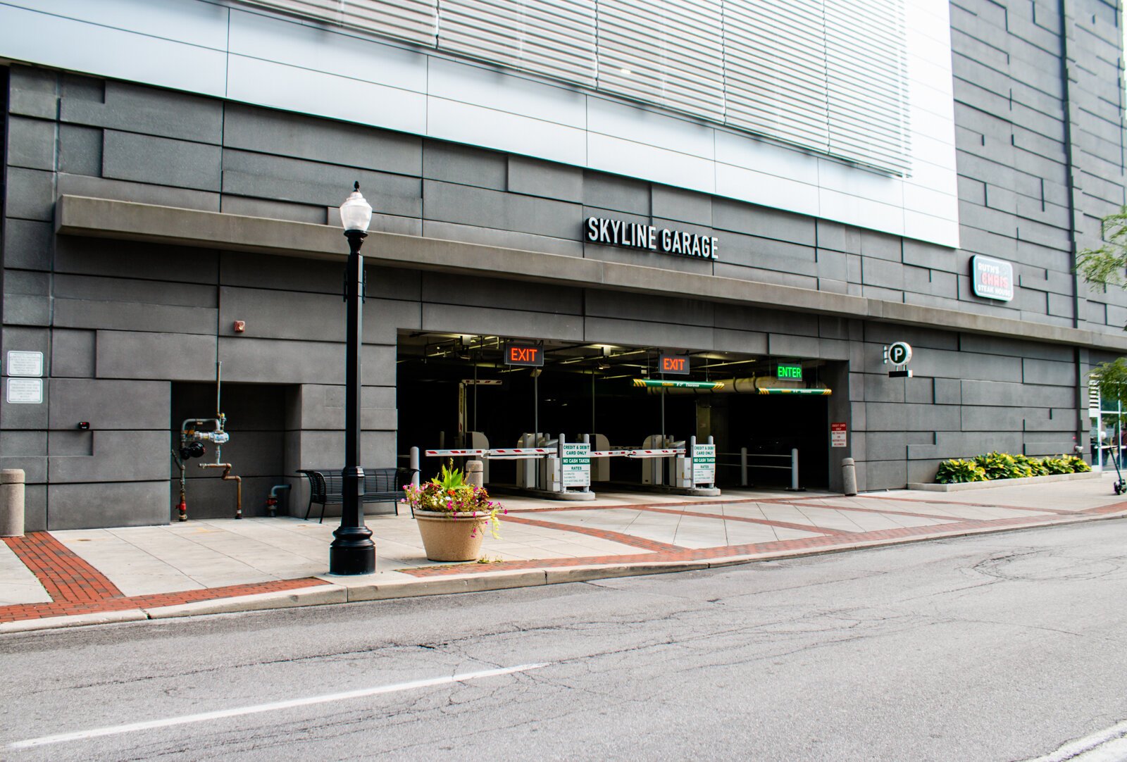 The Skyline Garage at 926 S. Harrison St. offers parking for business and residential tenants in the building, as well as public parking.