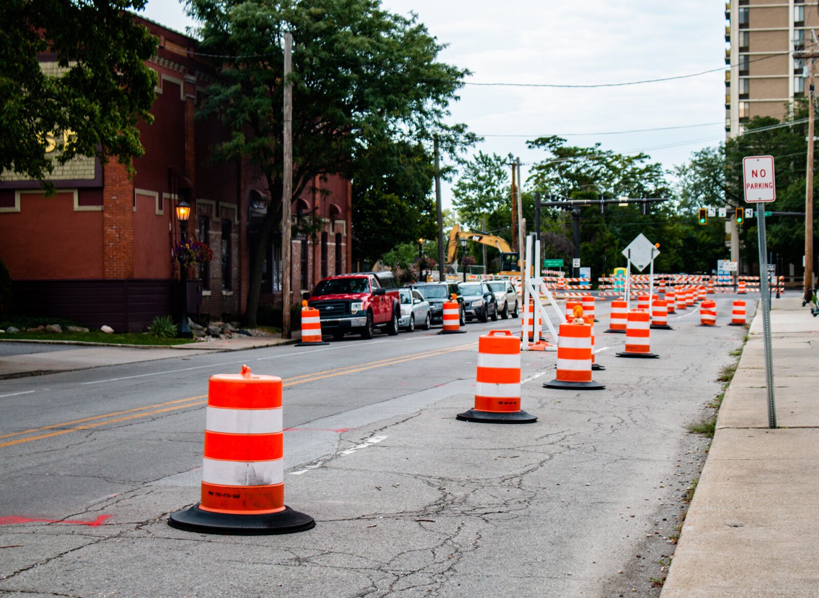 Construction on the North side of Downtown near Hall's Gas House has temporarily created some congestion in the area.