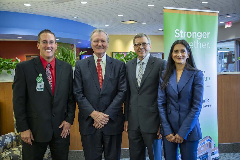 Parkview Heart Institute COO, Mike GeRue, left, attends the announcement of its Affiliation with the Cleveland Clinic Heart & Vascular Institute.