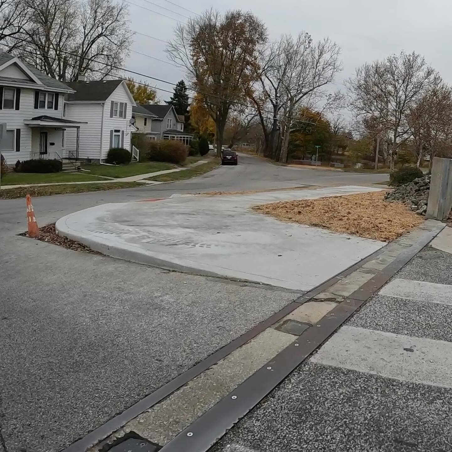 A permeant curb extension at Edgewater Avenue and Tecumseh Street