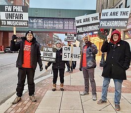Philharmonic players and supporters strike in Downtown Fort Wayne. Image courtesy of the Facebook page for the Musicians of the Fort Wayne Philharmonic.