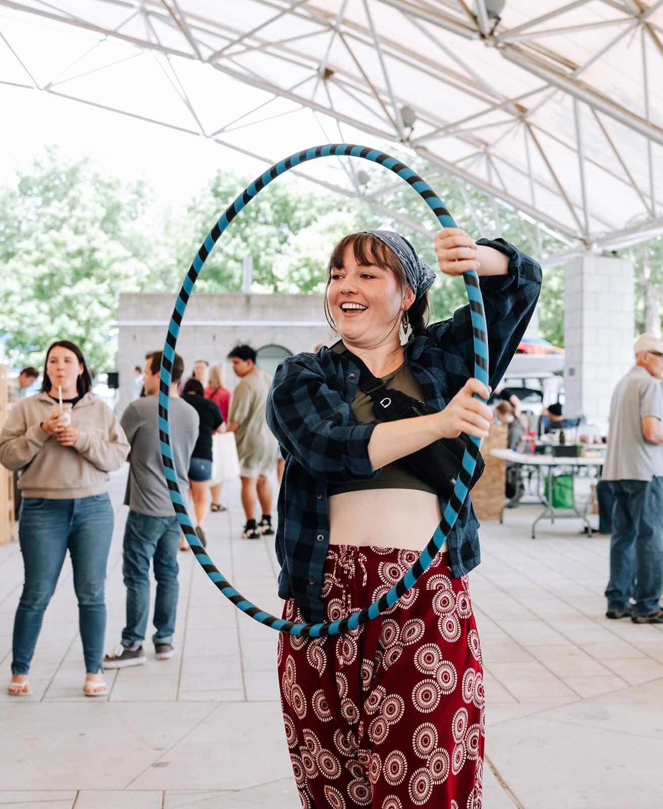 Julia Hyndman, owner of Tulip Tree Healing, hula hoops.