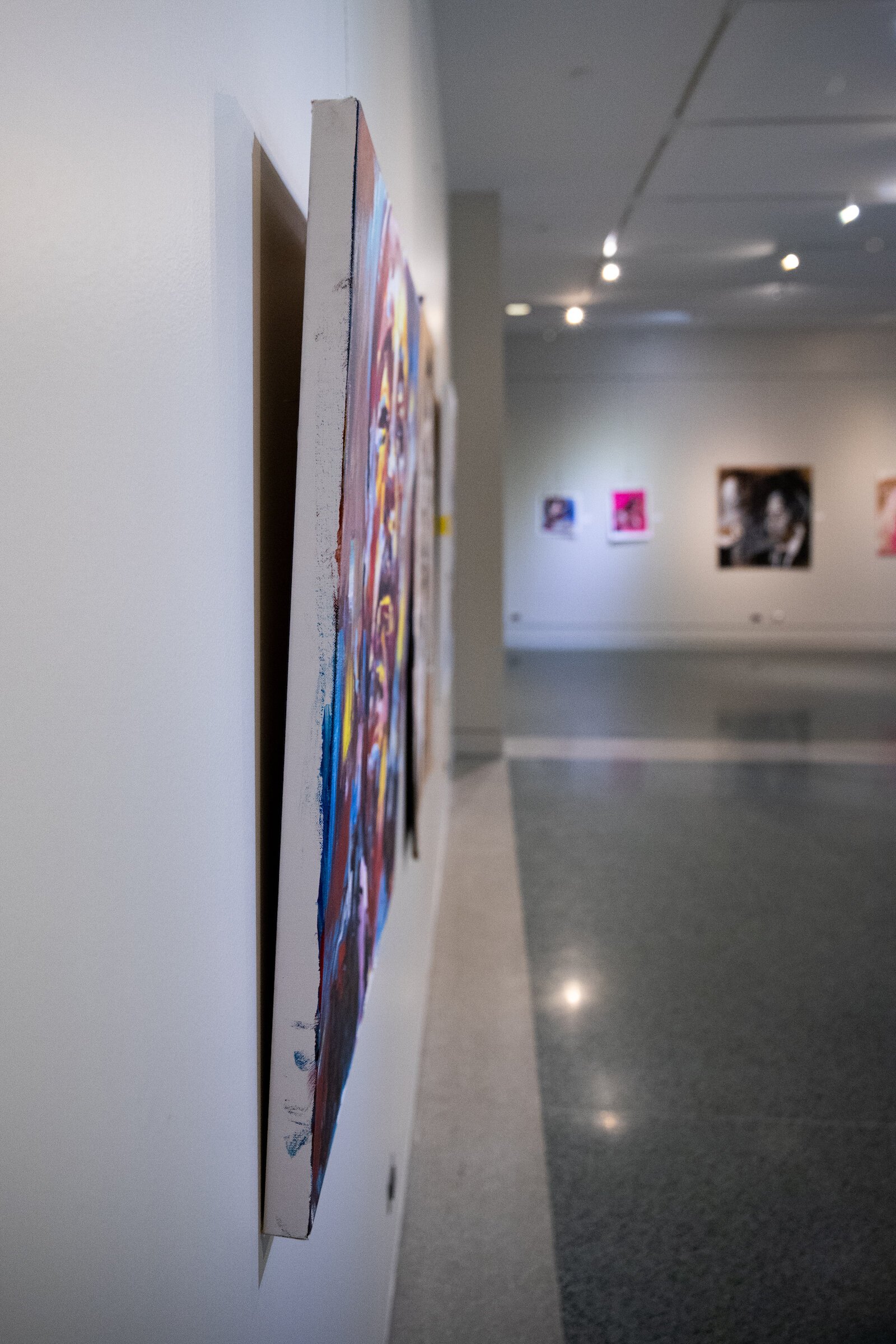 A piece by Fort Wayne Artist Theopolis Smith III, at the Jeffrey R. Krull Art Gallery inside the Allen County Public Library in 2019.