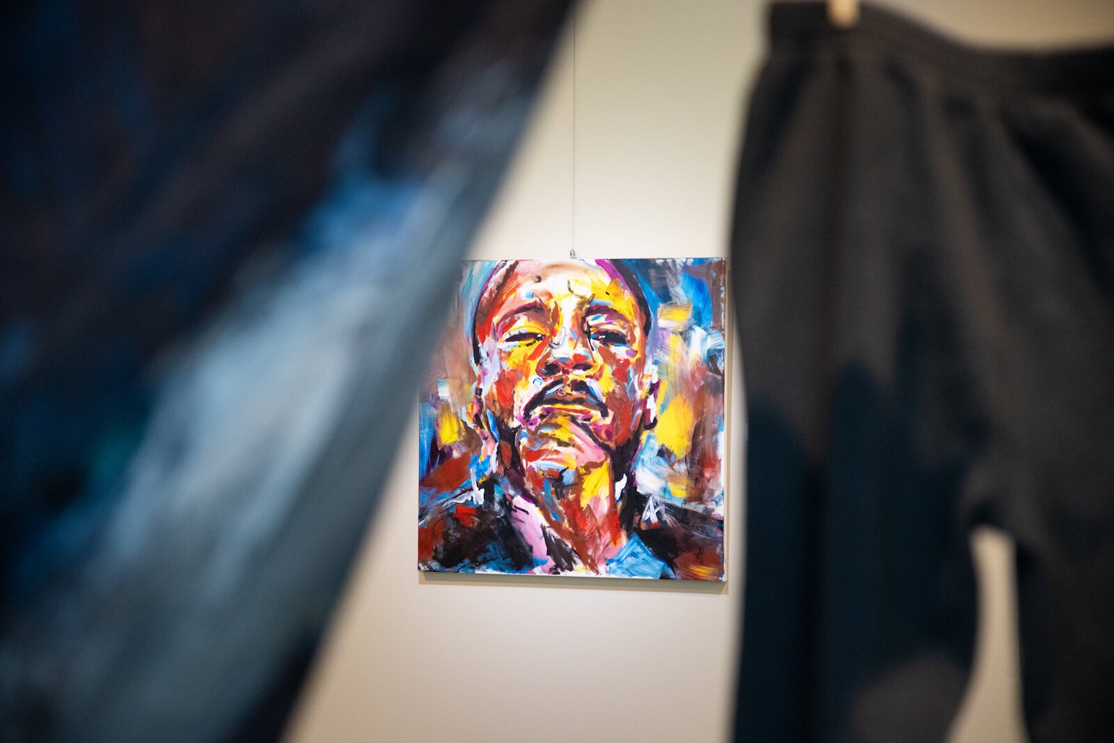 A piece by Fort Wayne Artist Theopolis Smith III, at the Jeffrey R. Krull Art Gallery inside the Allen County Public Library in 2019.