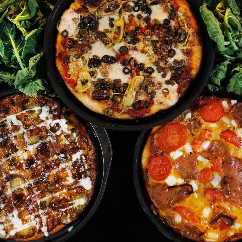 Kitchen 17 is an award-winning, deep-dish, vegan pizza restaurant in Chicago.