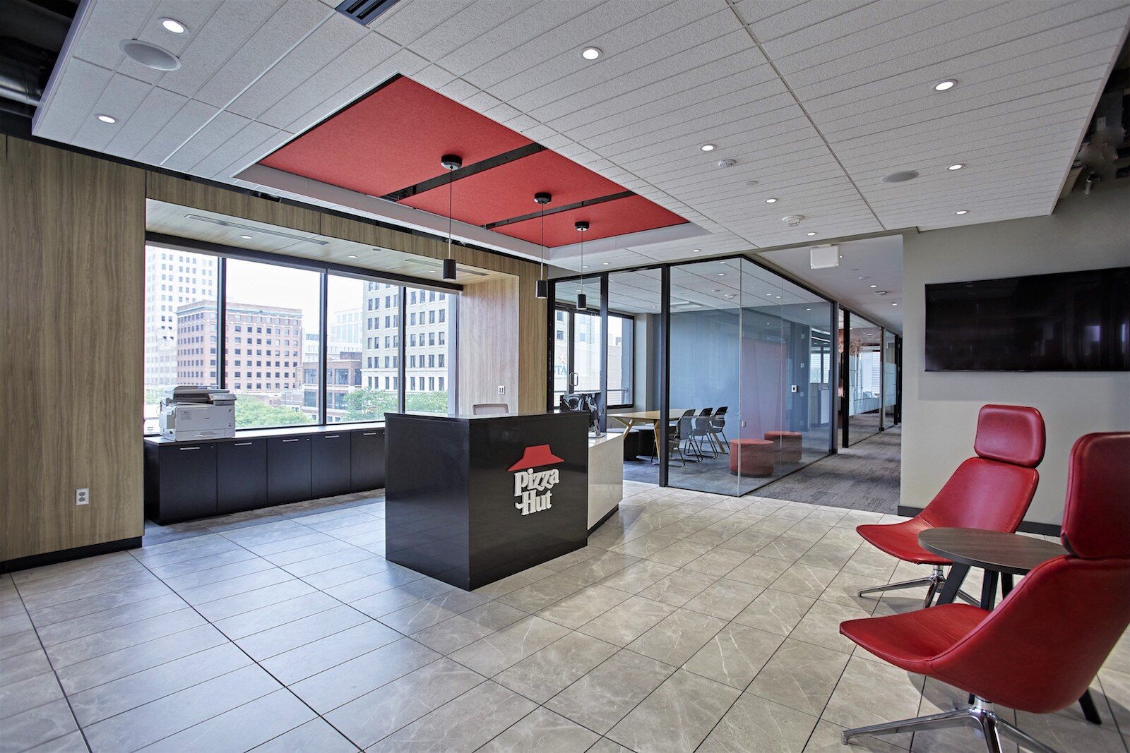 Pizza Hut of Fort Wayne’s headquarters includes an open office concept with several Universal Design features.