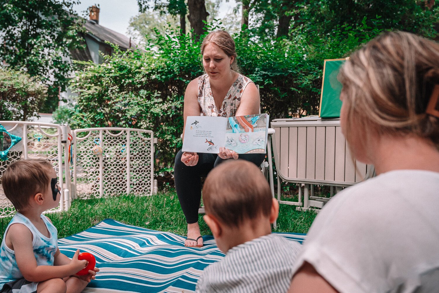 Storytime at Williams Woodland Park's Porchfest.