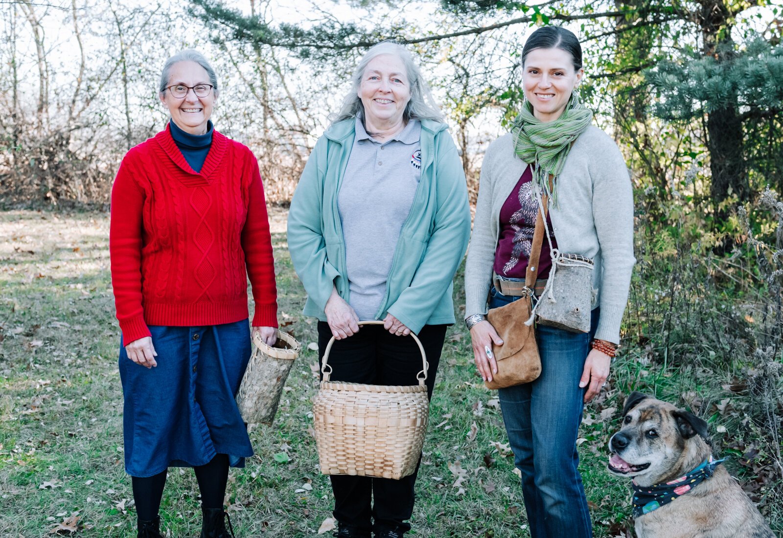 From right are Diane Hunter, Dani Tippmann, and Claudia Hedeen all of the Miami Tribe of Oklahoma during a foraging session on Miami tribal property in Fort Wayne.