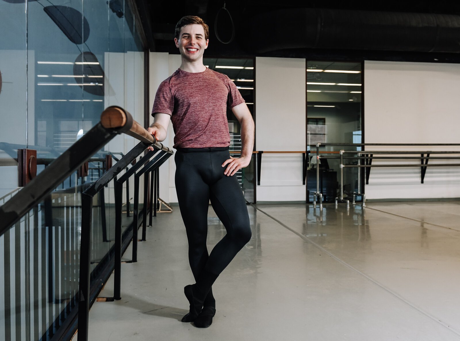 Portrait of Talbot Rue with the Fort Wayne Ballet at The Auer Center.