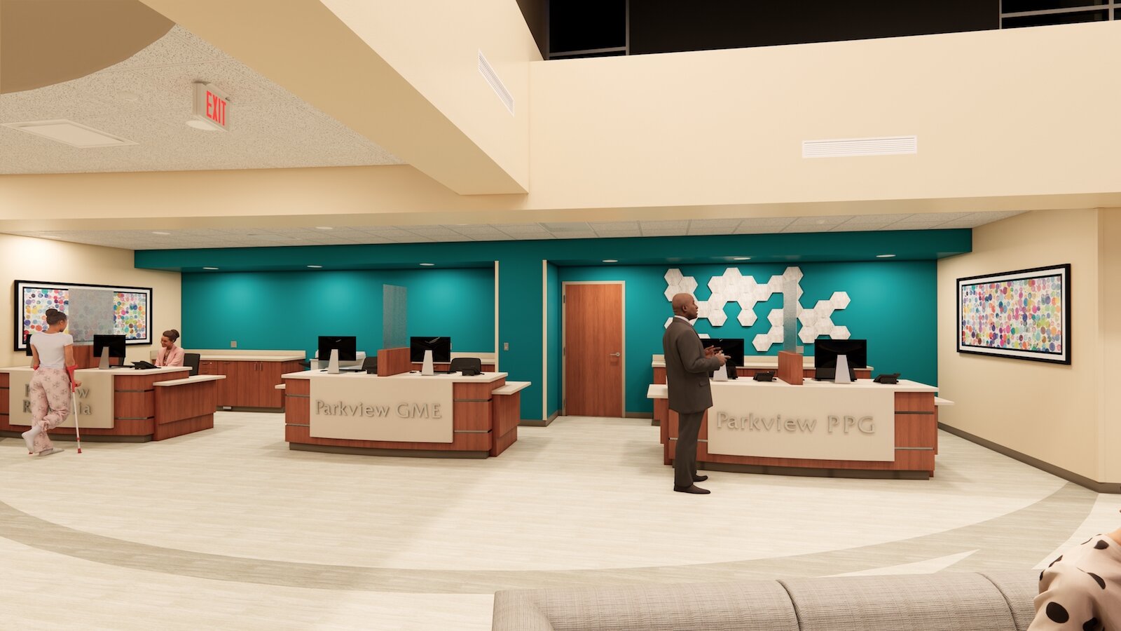 A rendering of Parkview Randallia's GME Lobby.