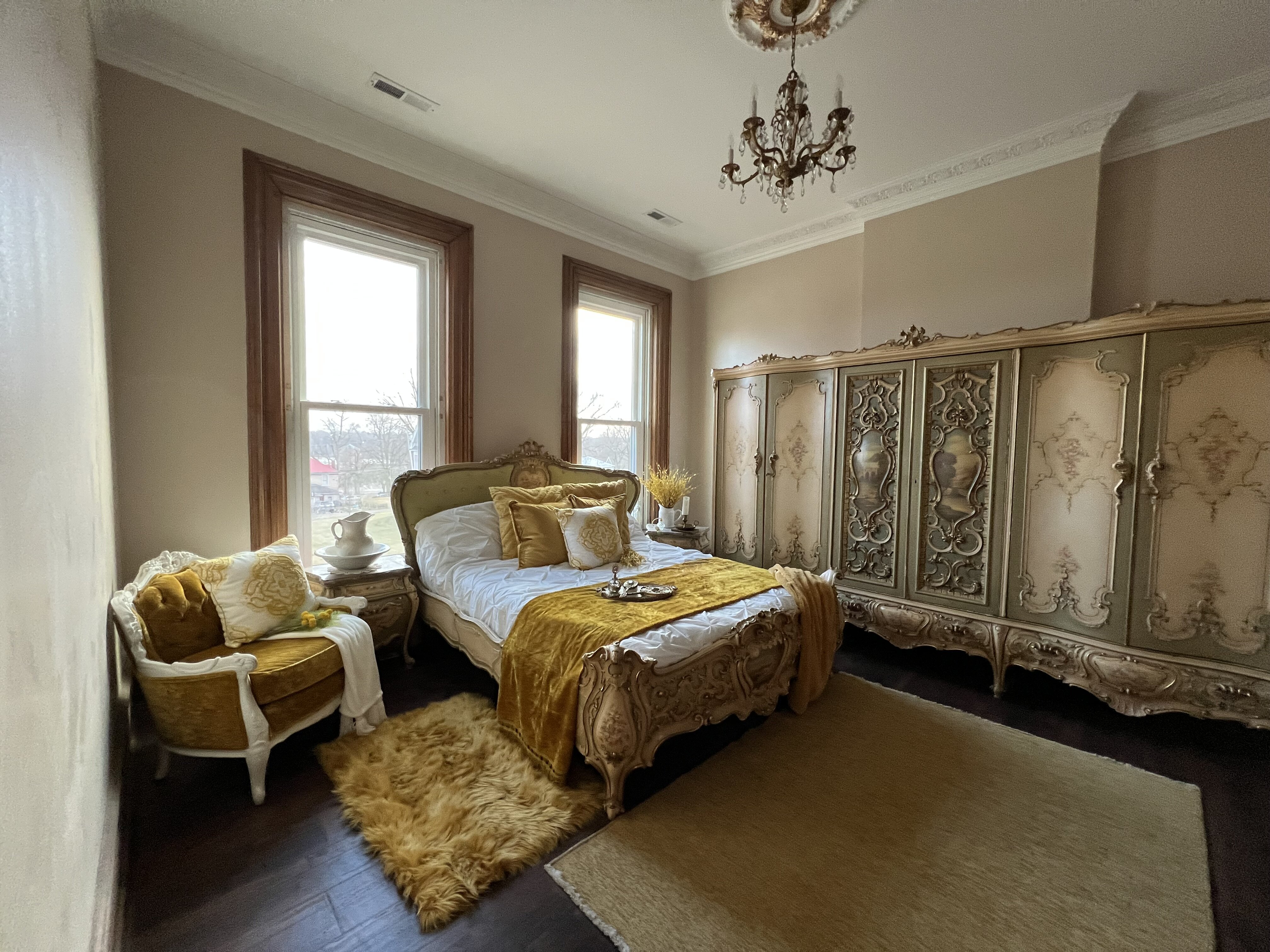 A second floor bedroom in the Rauh's home after renovations.