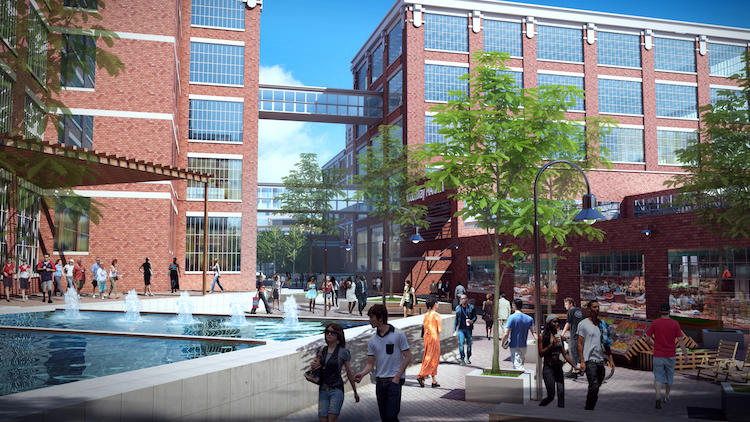 A rendering shows plans to make Electric Works a regional hub of culture and innovation.