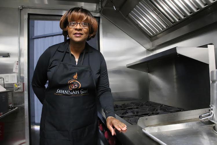 Bridget Jones, the owner of Savannah Soul food trailer, uses CookSpring to store and prepare food.