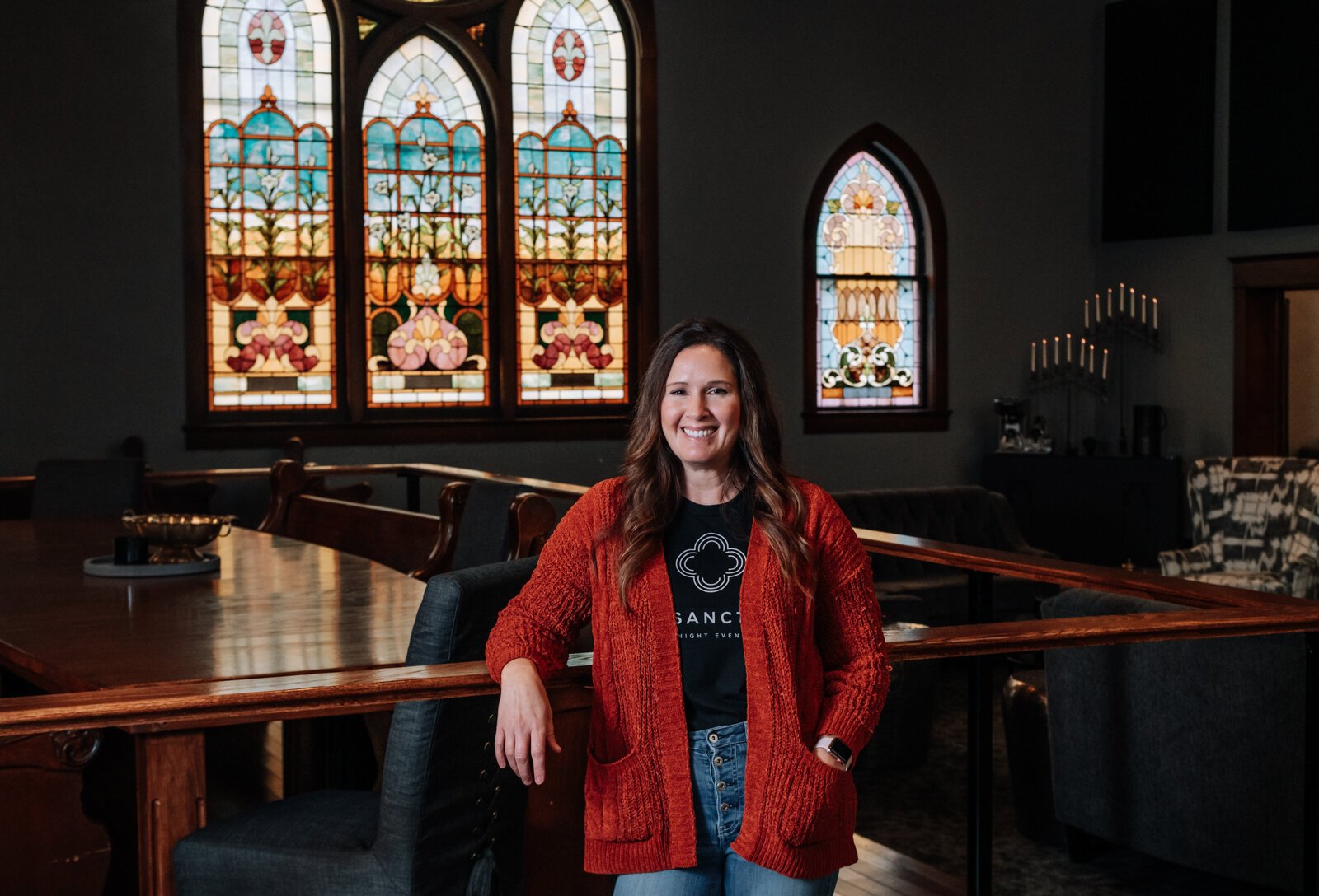 Jennifer Bailey on the main floor of her Airbnb the Sanctuary in Wabash.