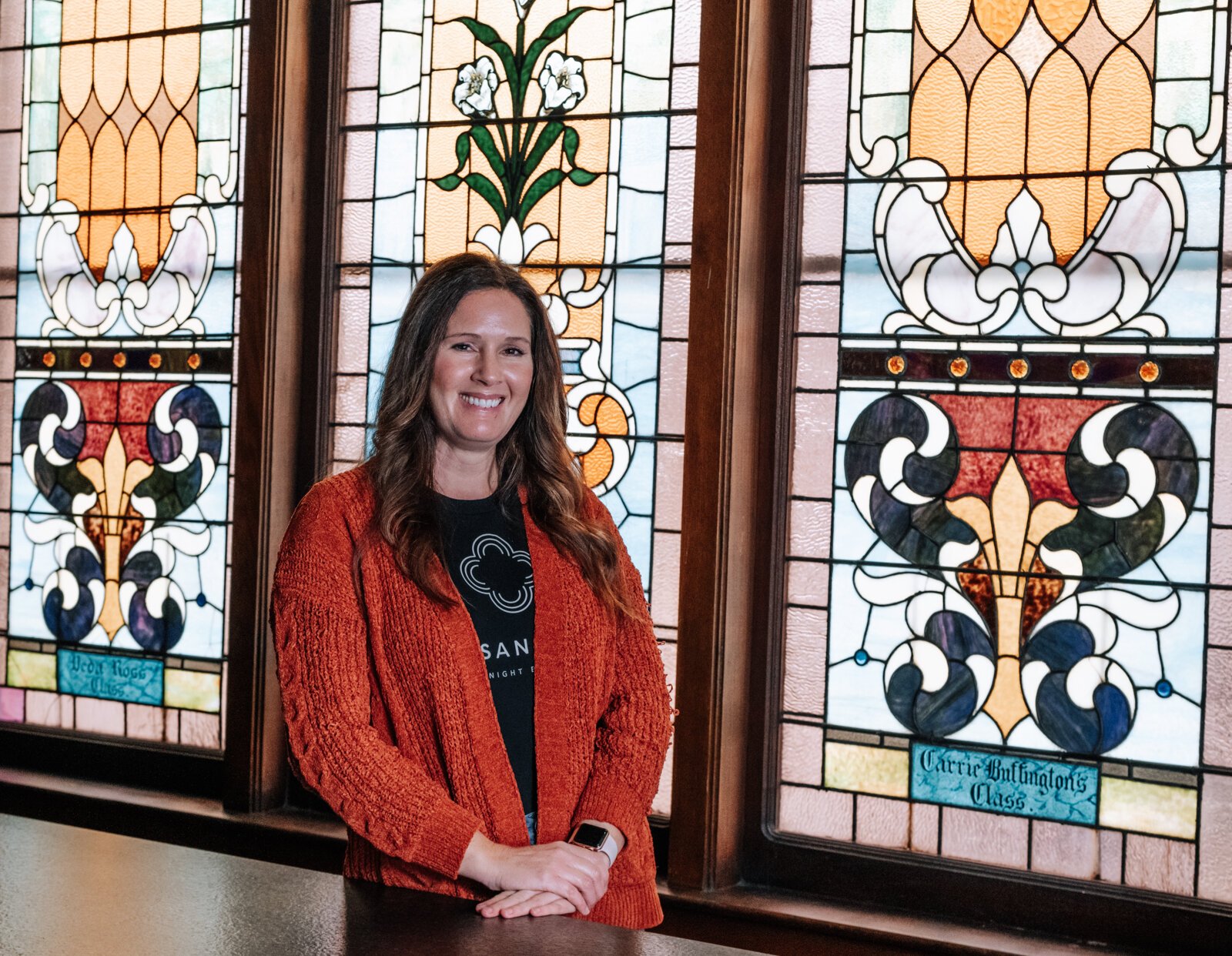 Jennifer Bailey on the main floor of her Airbnb the Sanctuary in Wabash.