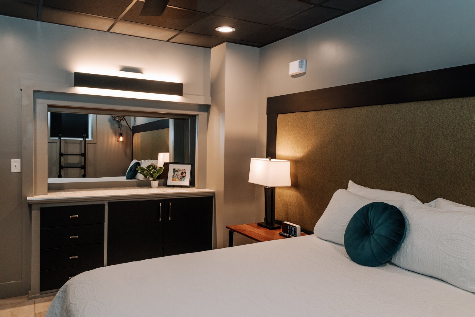 A private bedroom in the basement of the Sanctuary in Wabash.