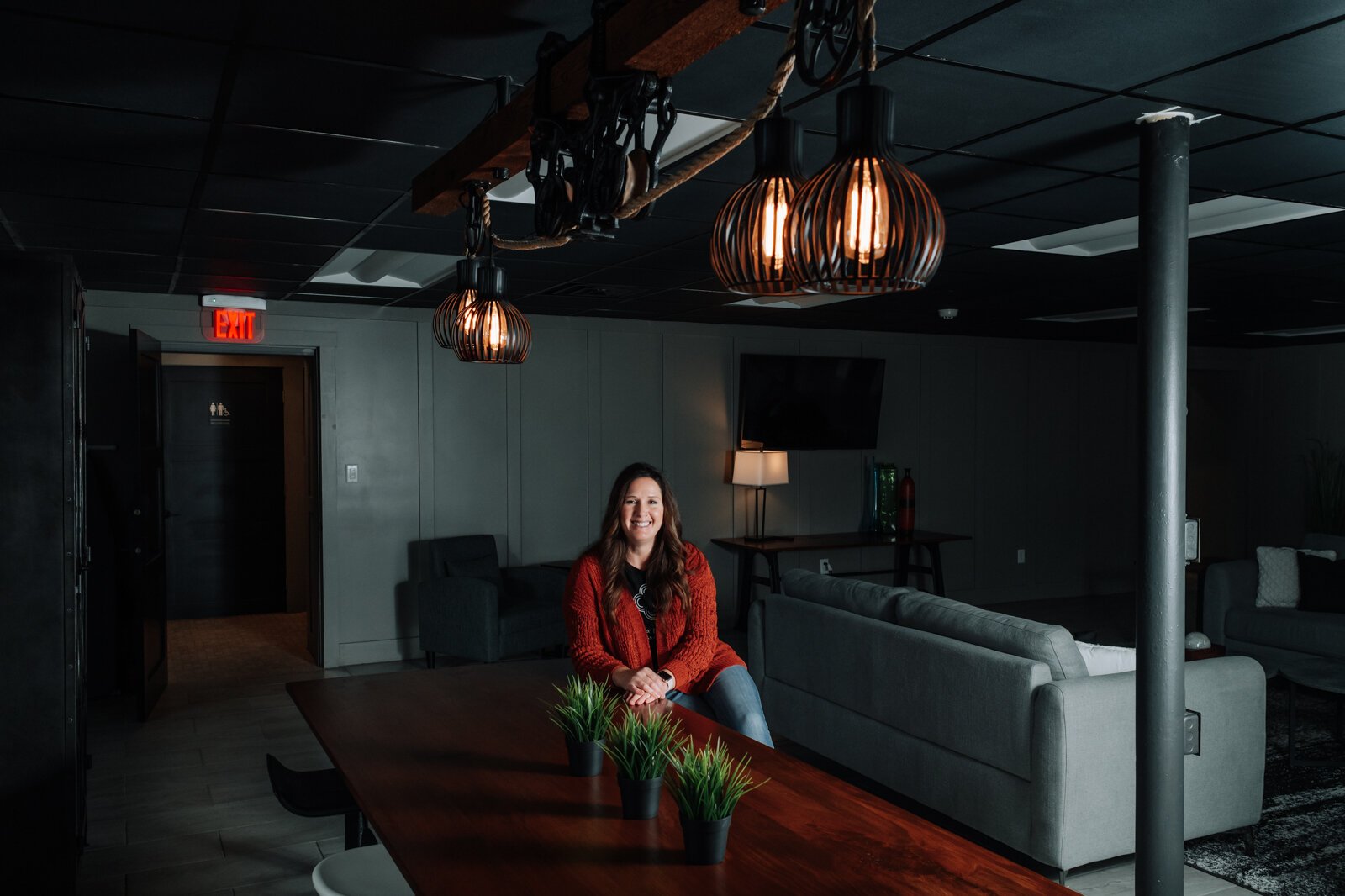 Jennifer Bailey in the basement of her Airbnb the Sanctuary in Wabash.