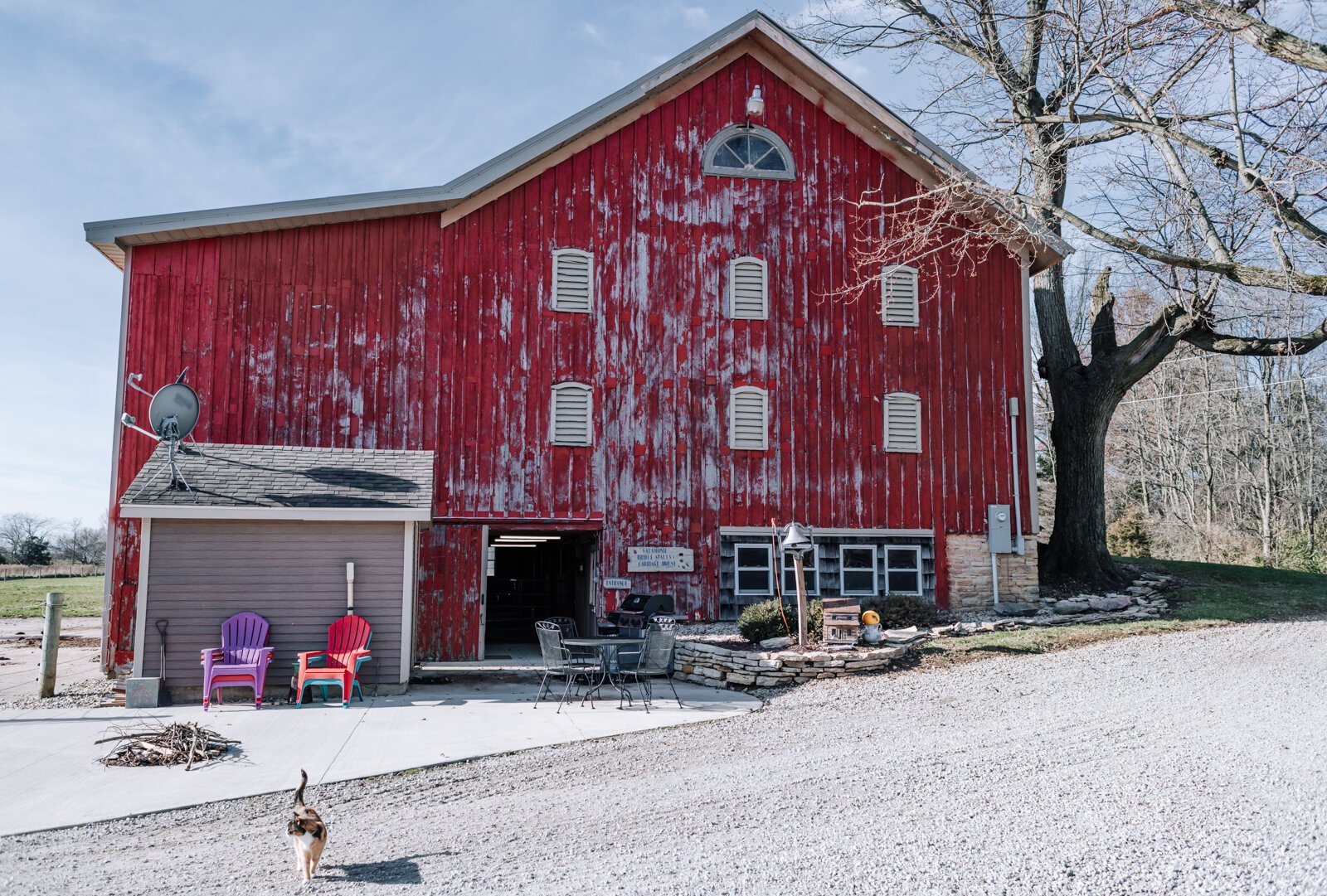 The Carriage House is a popular rustic loft getaway for Airbnb guests in Wabash County, located above a horse barn within walking distance of Salamonie State Park & Reservoir.