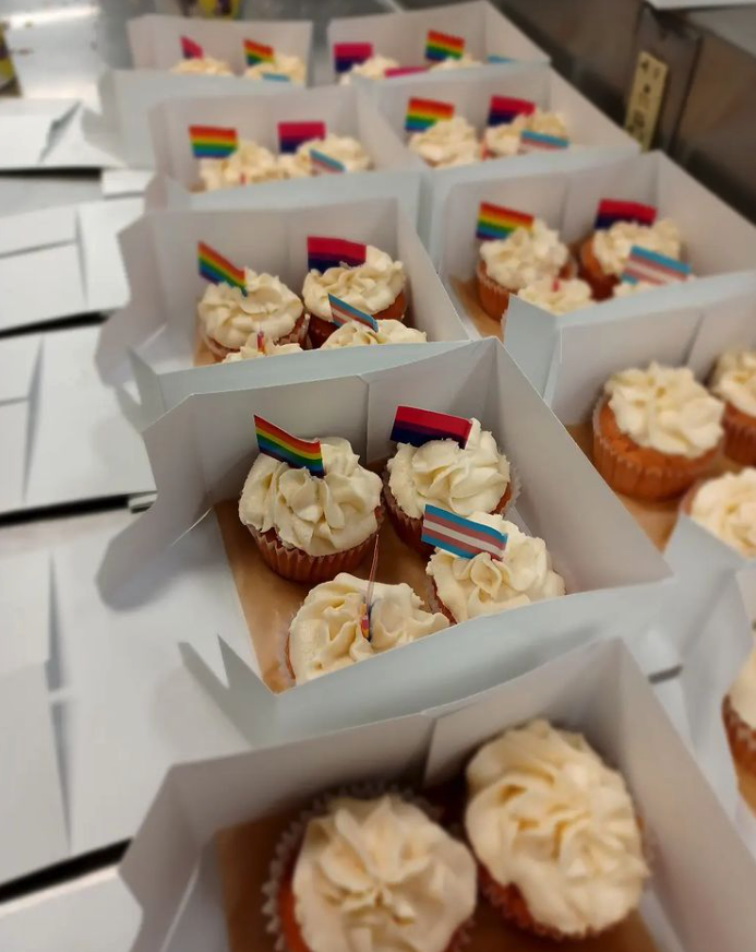 Pride cupcakes by the Sassy Vegan, a vegan and gluten-sensitive bakery.