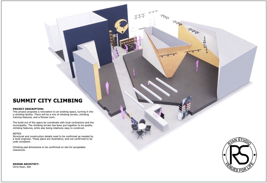 Schematics showing what Summit City Climbing Co. might look like after construction.