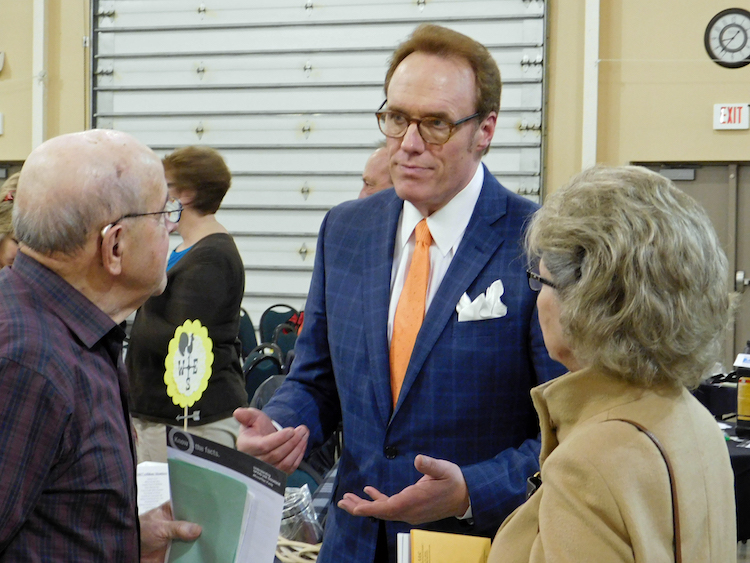 NewsChannel 15 meteorologist Greg Shoup, center, talks with Ken and Carolyne Isch of Bluffton after a Feb. 22 presentation in Bluffton.