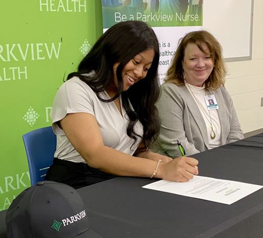 Parkview hosts a Signing Day for nurses at schools like Indiana University, similar to when a high school athlete commits to a university.