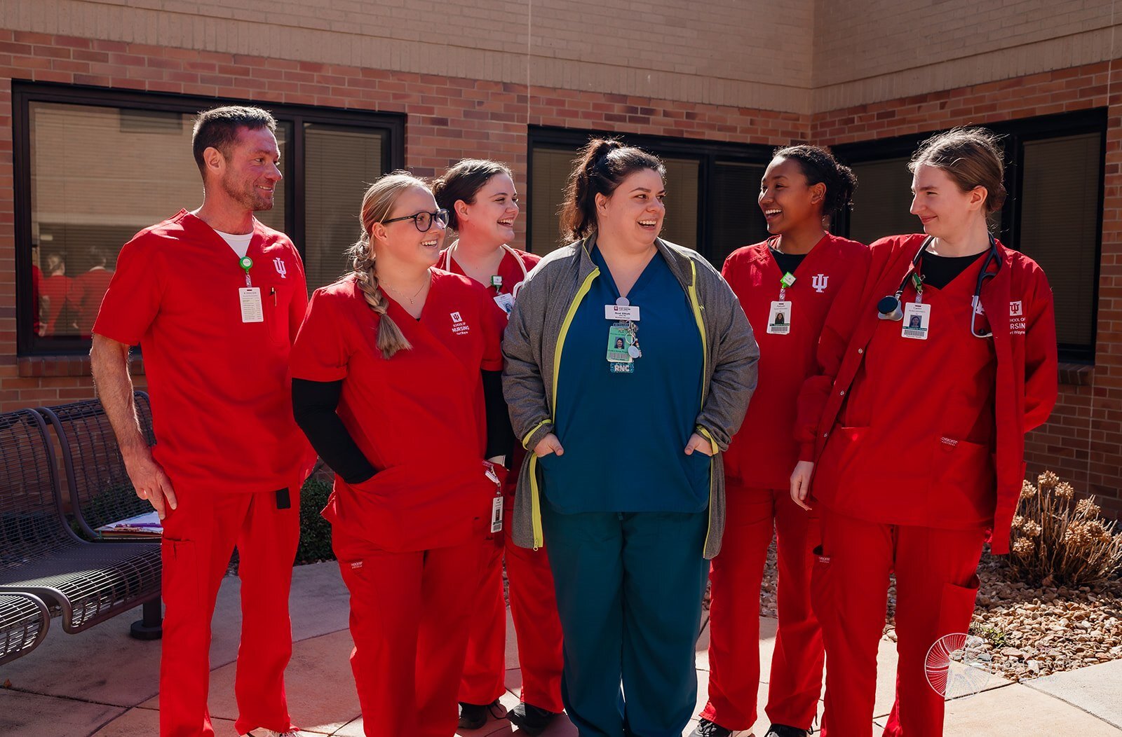 Parkview Nurse and Indiana University Fort Wayne Instructor Roni Elliott with IUFW nursing students.