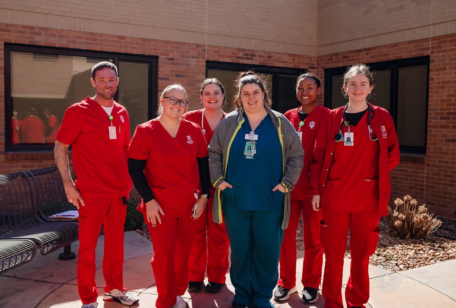 Parkview Nurse and Indiana University Fort Wayne Instructor Roni Elliott with IUFW nursing students.