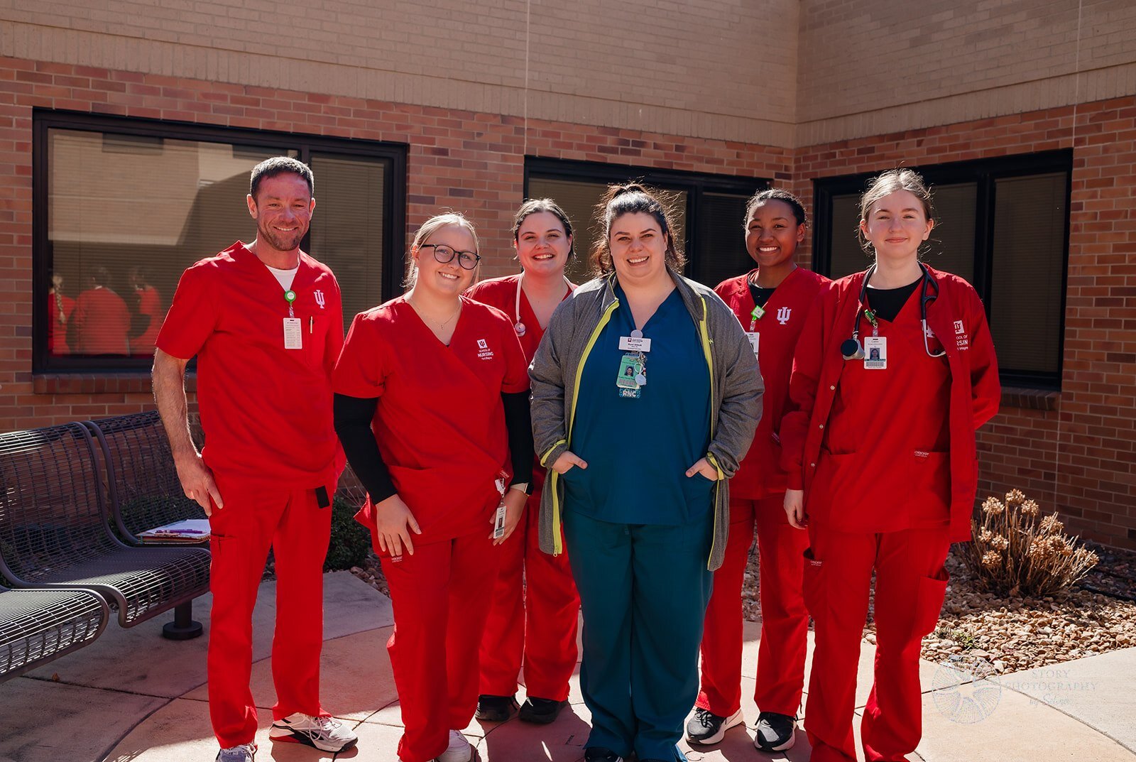 Parkview Nurse and Indiana University Fort Wayne Instructor Roni Elliott with IUFW nursing students.