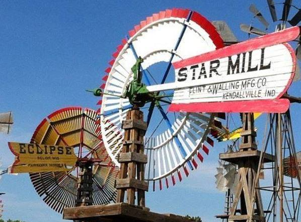 The Mid-America Windmill Museum has 52 restored windmills on exhibit indoors and outside.