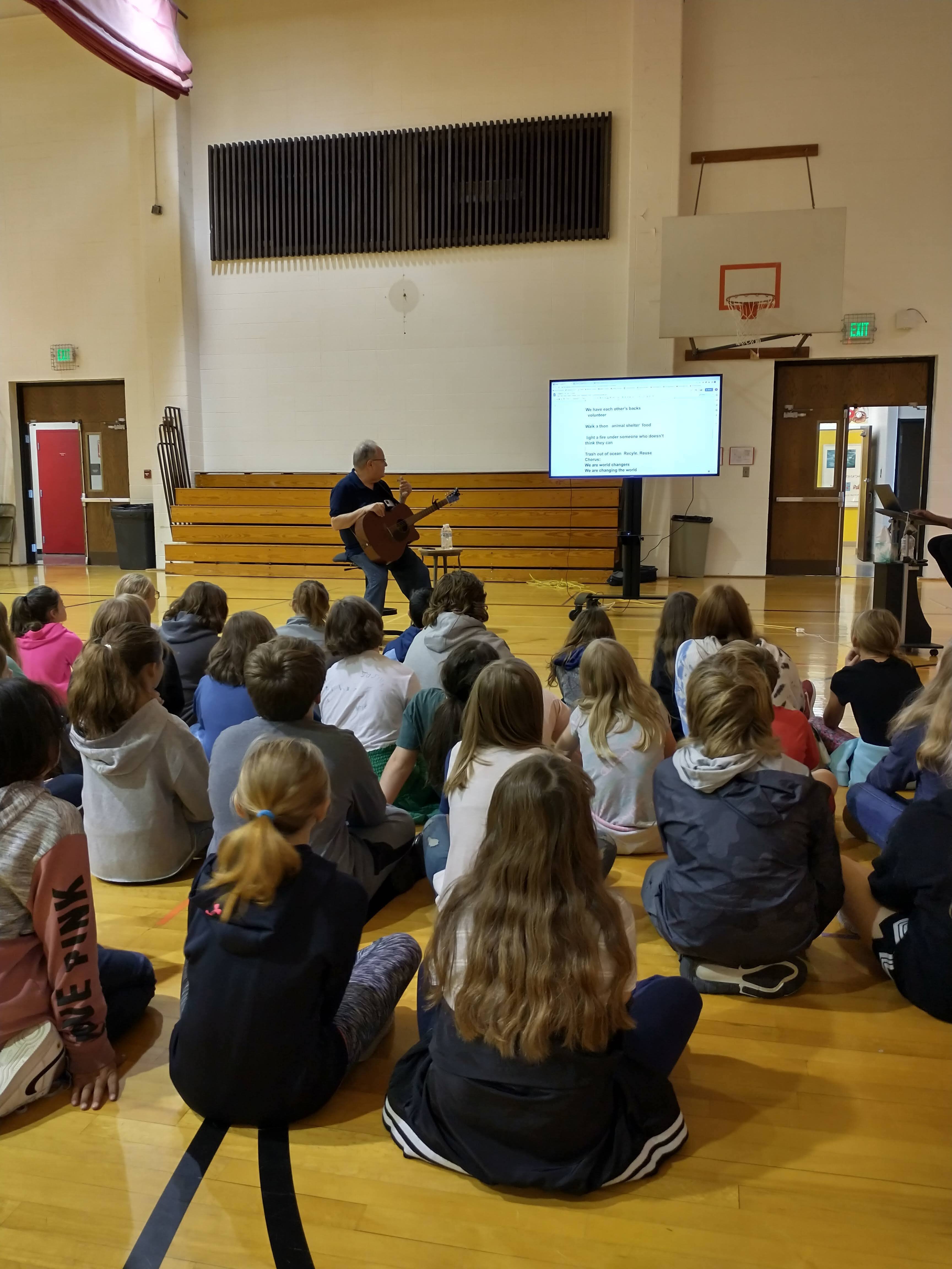 Songwriter Steve Seskin works with students at Salamonie Elementary School in Warren, IN as part of the program, "Kids Write Songs."